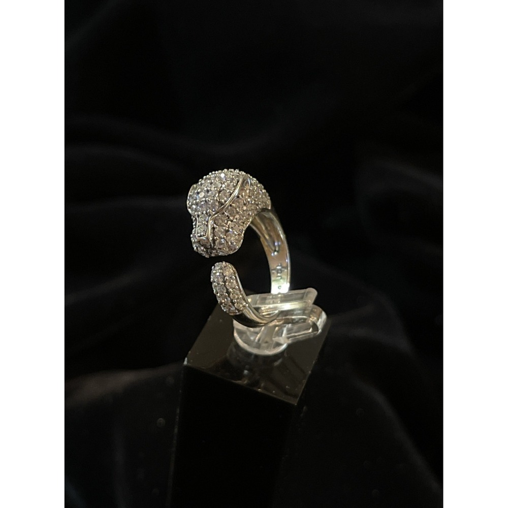 JTV 9.25 Sterling Silver Panther CZ Cluster Eternity Wrap Band Ring Sz. 5